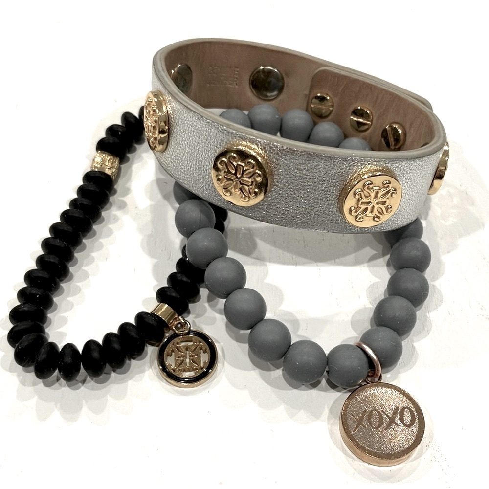 Rustic Cuff | Leather Cuff & Beaded Bracelet Set